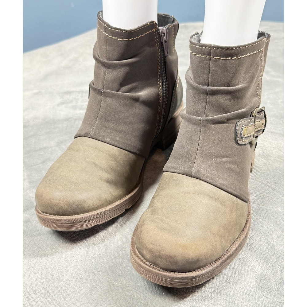 Earth Origins Boots Womens Size 7 Gray Randi Rona Ankle Zip Buckle Booties